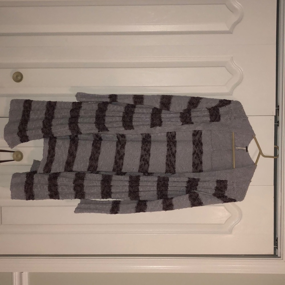 Purple Striped Free People Cardigan